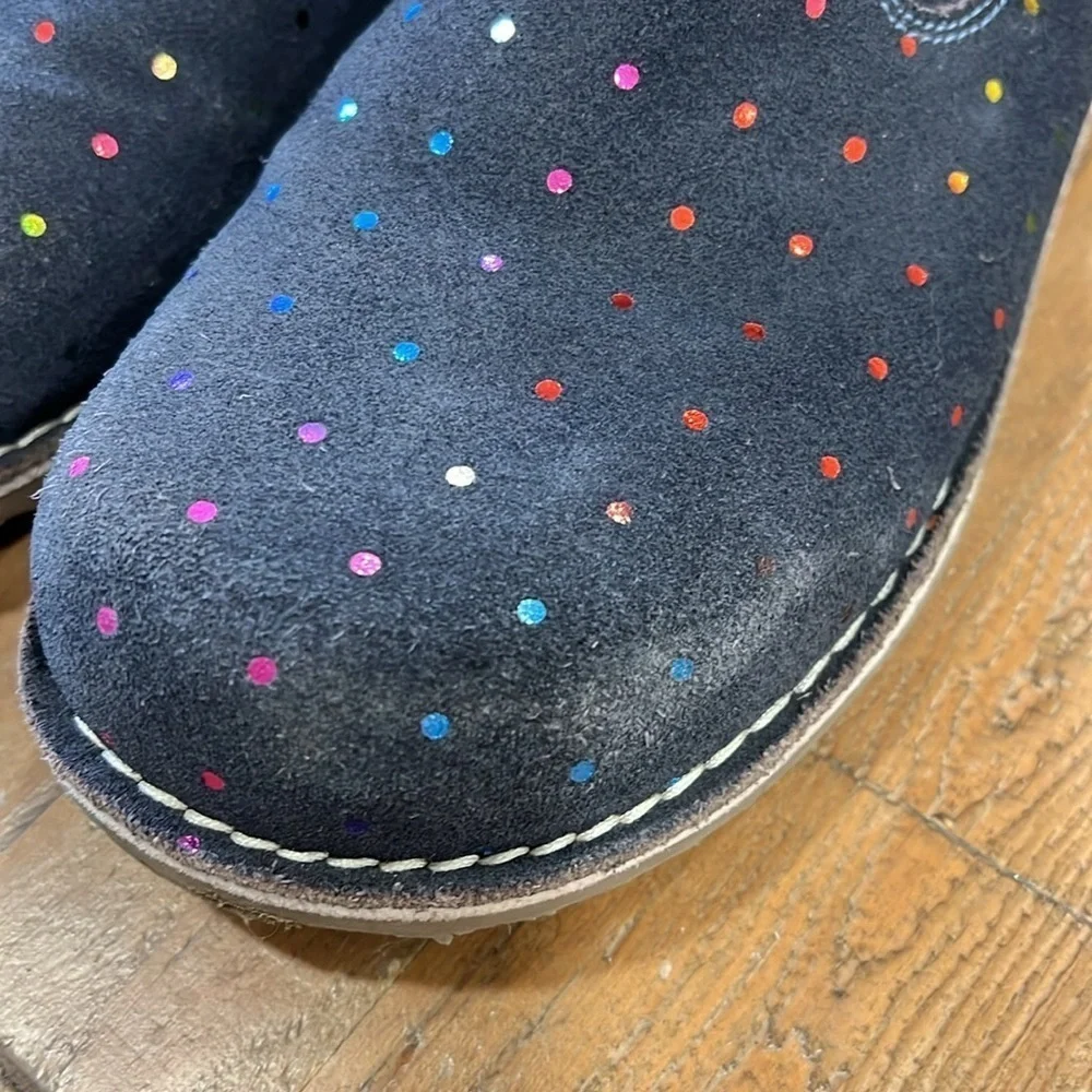 Mini Boden blue suede metallic dot Chelsea boots